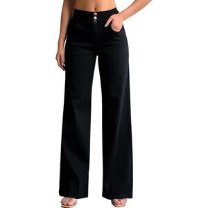 Brand New - Roswear Black High Waisted Wide Leg Jeans